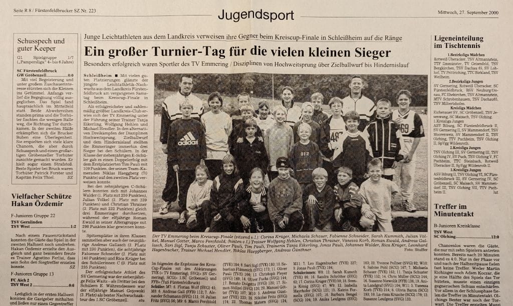 TV Emmering erfolgreichster Verein beim Kreiscup-Finale 2000