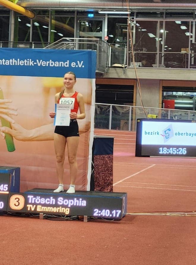 Sophia Trösch, 3. Platz Südbayerische Hallen Meisterschaft 2026